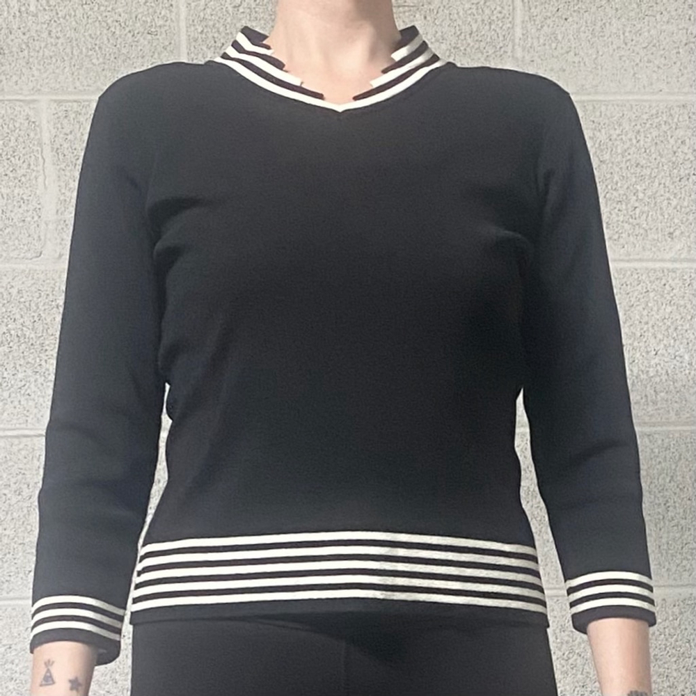 Vintage 1980s 3/4 Length Sleeve Sailor Top Size M
